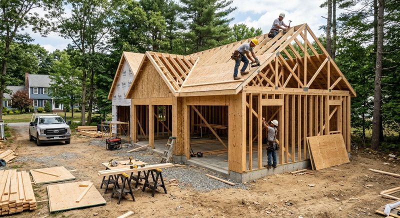 Two Story Garage Construction in Katy, TX